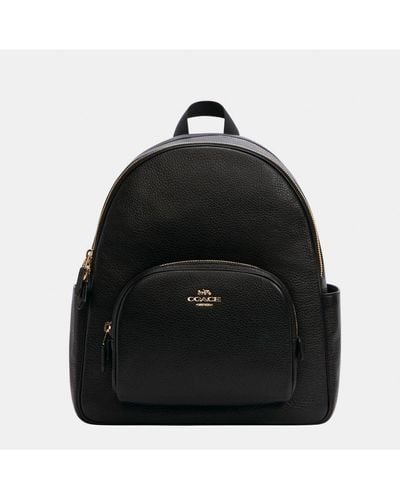 COACH Pebbled Leather Court Backpack Bag - Black