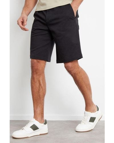 Threadbare 'Misty' Longer Length Cotton Twill Chino Shorts With Stretch - Black