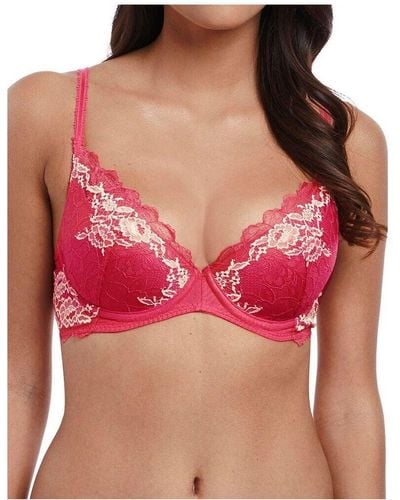 Wacoal 135003 Lace Perfection Plunge Push Up Bra - Red