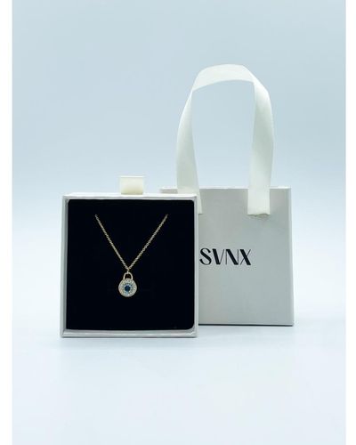 SVNX Circle Lock Necklace - White