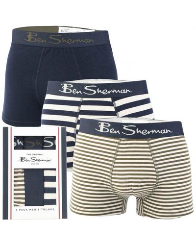 Ben Sherman Judson-boxershorts Voor , Set Van 3, Marineblauw