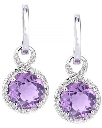DIAMANT L'ÉTERNEL 9Ct Diamond And Amethyst Dangle And Drop Hoop Earrings - Purple
