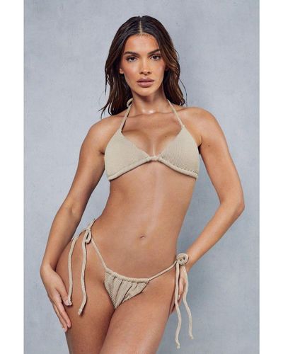 MissPap Crinkle Triangle Bikini Set - Grey