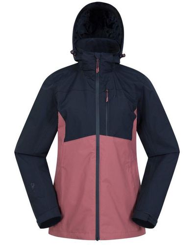 Mountain Warehouse Ladies Rainforest Ii Extreme Colour Block Waterproof Jacket () - Blue