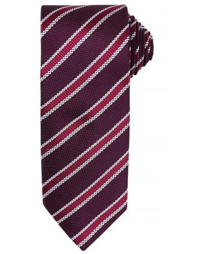 PREMIER Waffle Stripe Formal Business Tie (Pack Of 2) (/ Aubergine) - Purple