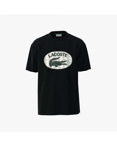 Lacoste Regular Fit Branded Monogram Print T-Shirt - Black