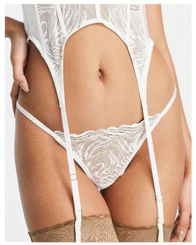 ASOS Bridal Metallic Swirl Lace Thong - White