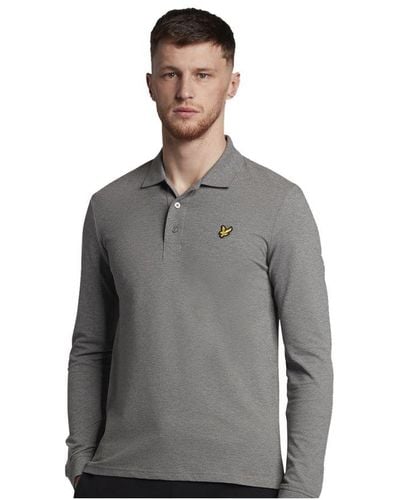 Lyle & Scott Long Sleeve Collared Polo Shirt - Grey