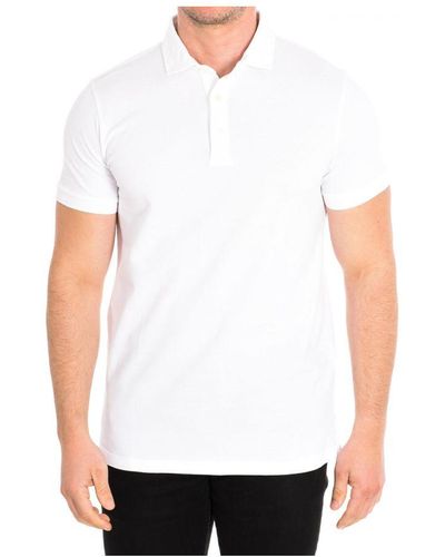 Café Coton Short Sleeve Polo Shirt With Lapel Collar Cotton - White