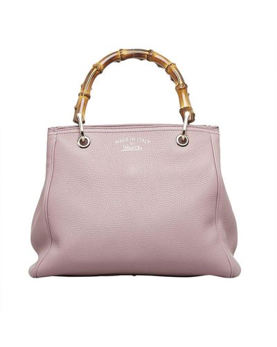 Gucci Vintage Bamboo Shopper Pink Calf Leather