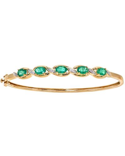 DIAMANT L'ÉTERNEL 9ct Geelgouden Armband Met Diamant En Smaragd - Groen