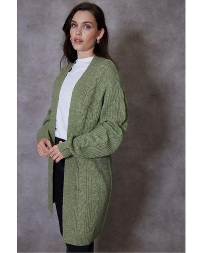 Threadbare 'Rozanna' Cable Knit Cardigan - Green