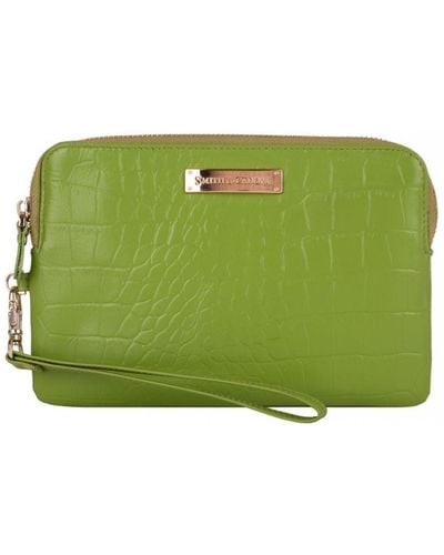 Smith & Canova Embossed Leather Usb Charging Purse Clutch Bag - Green