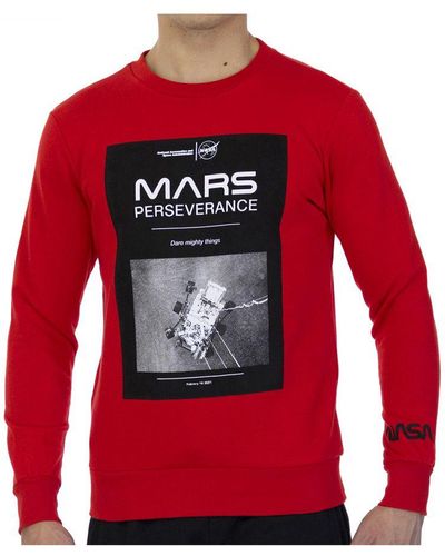 NASA Basic Long Sleeve And Round Collar Mars03S Sweatshirt - Red