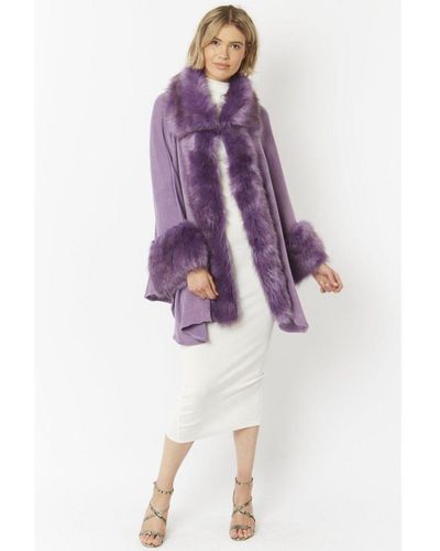 Jayley Purple Luxury Faux Fur Fine Knitted Coat