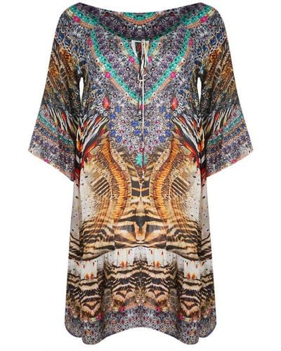 Inoa Golden Eagle 120214 Long Sleeve Silk Gypsy Dress - Multicolour