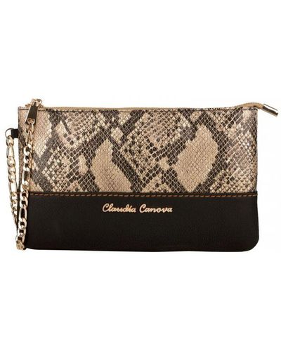 Claudia Canova Small Snake Effect Zip Top Bag - Natural