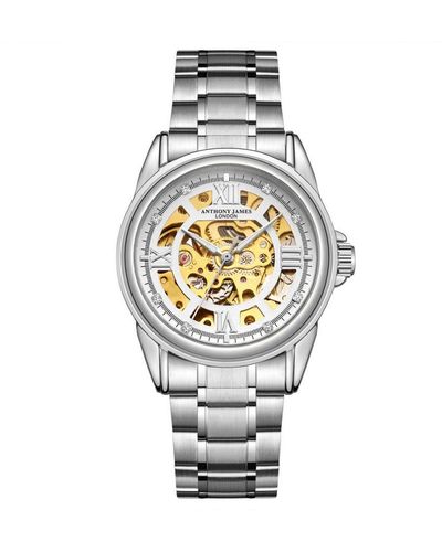 Anthony James Hand Assembled Limited Edition Skeleton Steel Watch - Metallic