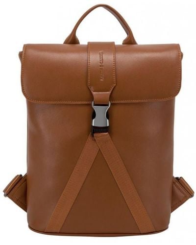 Smith & Canova Smooth Leather Buckle Backpack - Brown