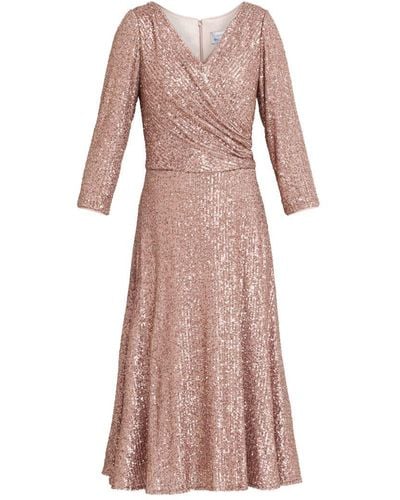 Gina Bacconi Libbie Midi A-Line Sequin Dress - Pink