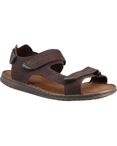 Hush Puppies Neville Leather Adjustable Strap Sandals - Brown