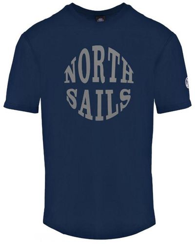 North Sails Marineblauw T-shirt Met Cirkellogo Van