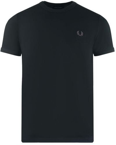 Fred Perry Tonal Taped Ringer Black T-shirt - Zwart