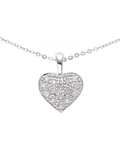 DIAMANT L'ÉTERNEL 9ct White Gold Pave Set Diamond Heart Pendant And 18" Chain