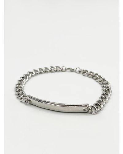SVNX Chunky Chain Bracelet With Bar Detail - White