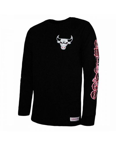 Mitchell & Ness Chicago Bulls Long Sleeve Black Top Cotton