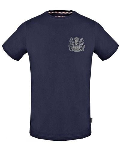 Aquascutum Geruit Aldis Crest Marineblauw T-shirt