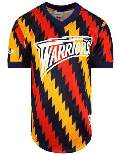 Mitchell & Ness Nba Golden State Warriors Wordmark Mesh T-Shirt - Multicolour