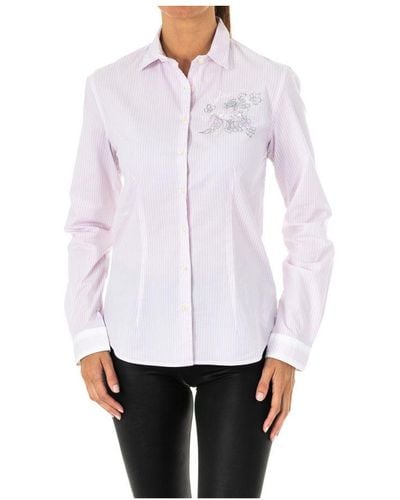 La Martina Long Sleeve Shirt With Lapel Collar Lwc603 Woman Cotton - White