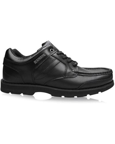 Kangol Harrow Leather Eyelets Lace Up Shoes Moulded Sole Stitched Detail - Black