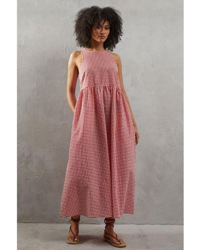 Warehouse Gingham Sleeveless Maxi Dress - Pink