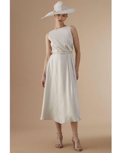 Coast Lisa Tan Shimmer Dress Viscose - Natural
