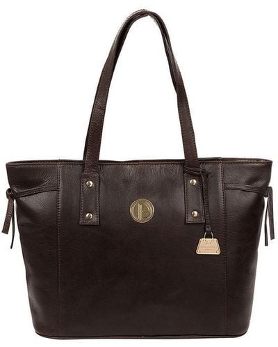 Pure Luxuries 'Calista' Dark Leather Tote Bag - Black