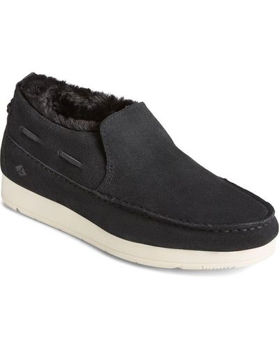Sperry Top-Sider Moc-Sider Slip On Ladies Shoes Leather - Black