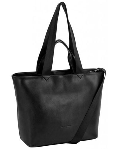 Smith & Canova Smooth Leather Tote Shoulder Bag - Black