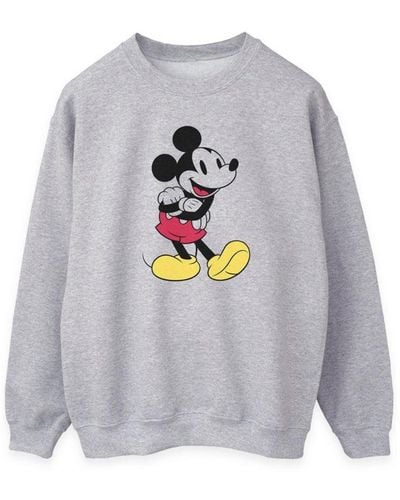 Disney Ladies Classic Mickey Mouse Sweatshirt (Heather) - Grey