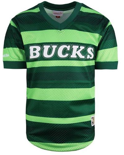 Mitchell & Ness Nba Bucks Wordmark Mesh T-Shirt - Green