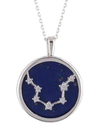 LÁTELITA London Zodiac Lapis Lazuli Gemstone Star Constellation Pendant Necklace Silver Aquarius Sterling Silver - Blue