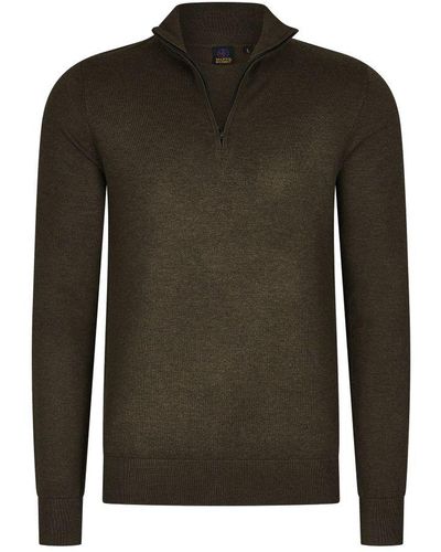 Mario Russo Sweaters Half Zip Trui Cold Brown Bruin - Groen