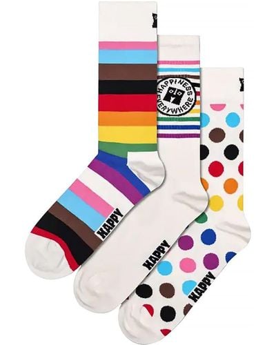 Happy Socks 3 Pack Multipack Pride Giftbox - White