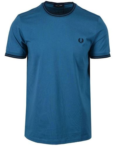 Fred Perry Twin Tipped T-Shirt Ocean - Blue