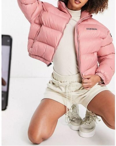 Napapijri Box Cropped Puffer Jacket - Pink