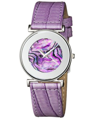 JOWISSA Elegance Mother-Of-Pearl Watch Patent Leather - Purple