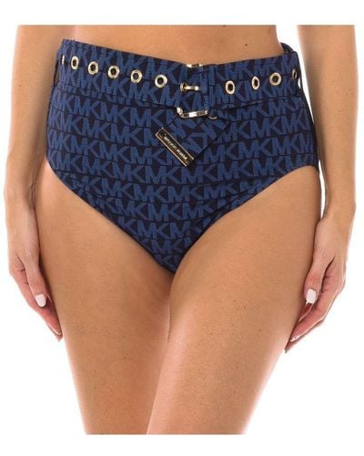 Michael Kors Womenss High-Waist Bikini Bottom Mm2N025 - Blue