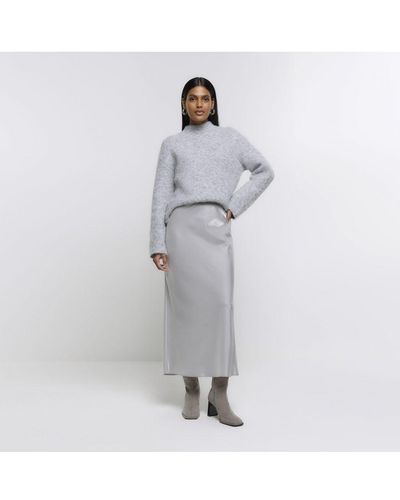 River Island Maxi Skirt Silver Shimmer - White