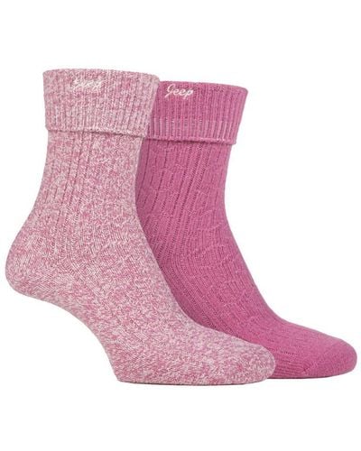 Jeep Ladies Turn Cuff Socks - Pink